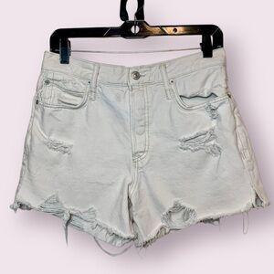 Free People We The Free White Denim Jean Shorts Distressed Size 27